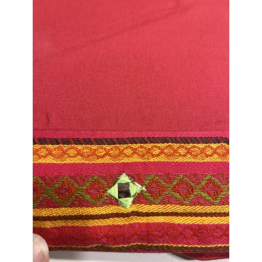 Pier 1 Fuscia Pink Mirror Border Table Runner 14x72” New